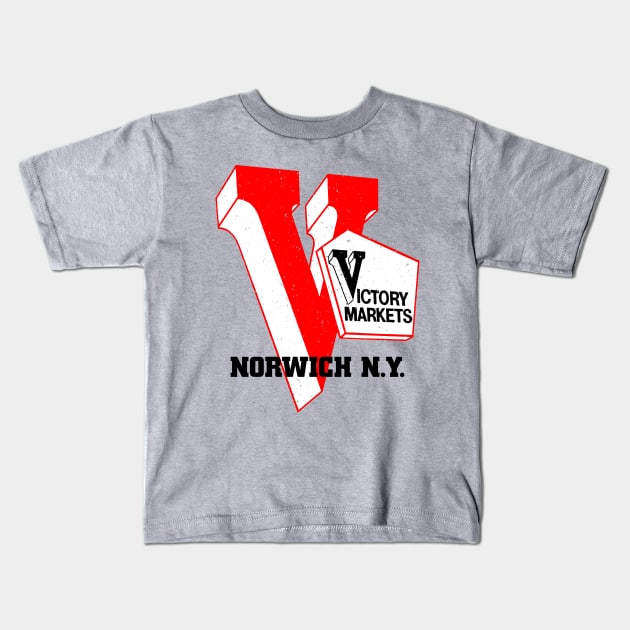 Victory Market Former Norwich NY Grocery Store Logo Kids T-Shirt by MatchbookGraphics